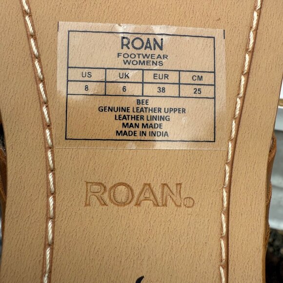 Roan Women's Brown Gladiator Sandals Size 8 Genuine Leather Strappy Open Toe - Picture 6 of 9